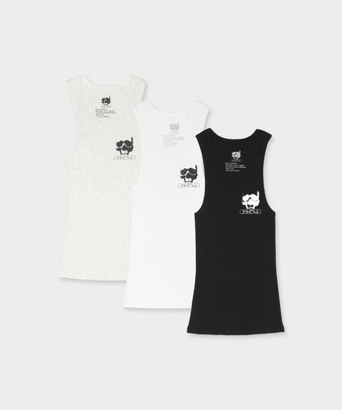 GREYFIVENINE LOGO 3 PACK RIBBED TANK (ASSORTED)