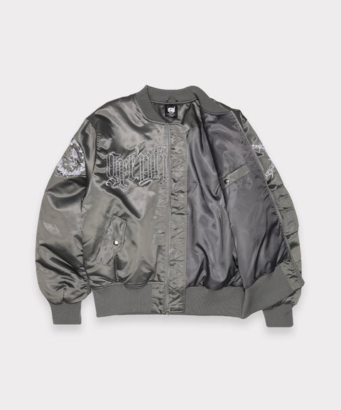 G59 SKULL TATTOO BOMBER JACKET (CHARCOAL)