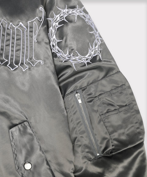 G59 SKULL TATTOO BOMBER JACKET (CHARCOAL)