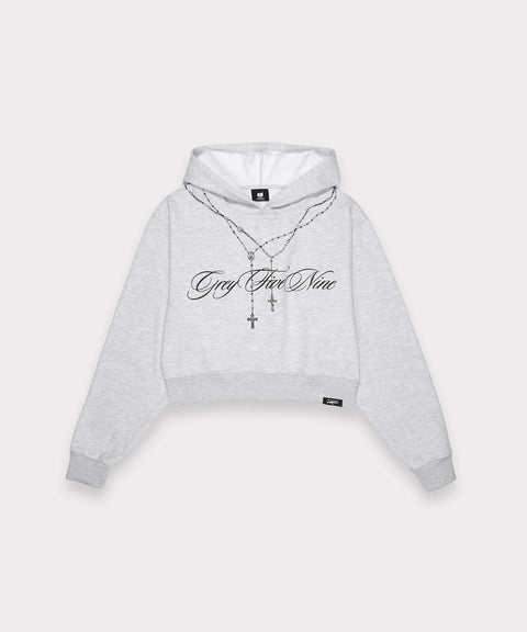 G59 WOMENS ROSARY HOODIE (HEATHER GREY)