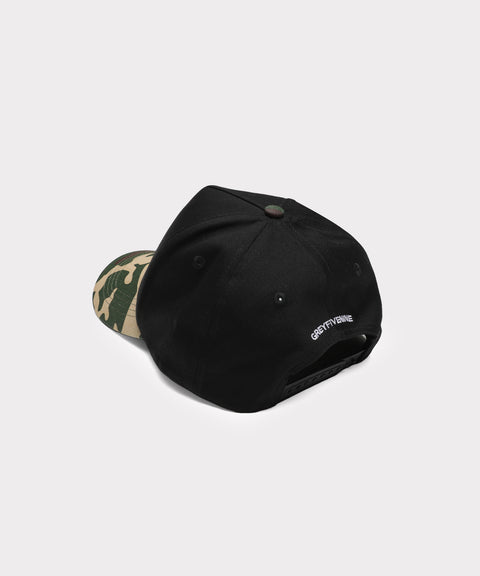 G59 LOGO SNAPBACK HAT (BLACK/WOODLAND CAMO)