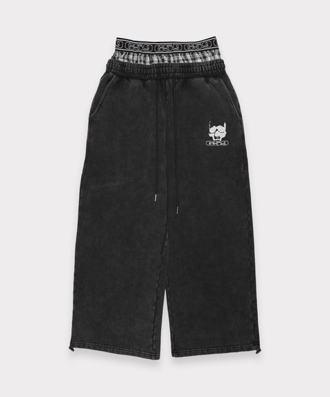 G59 DOUBLE LAYER SKULL SWEATS (WASHED BLACK)