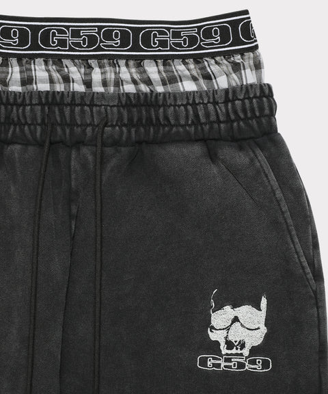 G59 DOUBLE LAYER SKULL SWEATS (WASHED BLACK)