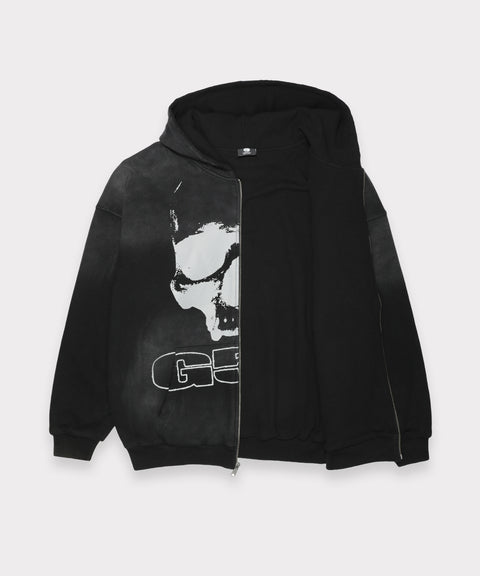 59 THRASHED THERMAL LINED ZIP UP (WASHED BLACK)