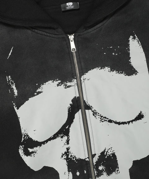 59 THRASHED THERMAL LINED ZIP UP (WASHED BLACK)