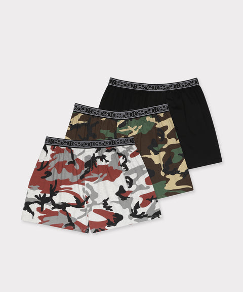 G59 3 PACK BOXERS (BLACK/WOODLAND CAMO/CITY CAMO)