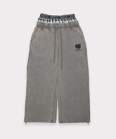 G59 DOUBLE LAYER SKULL SWEATS (WASHED GREY)