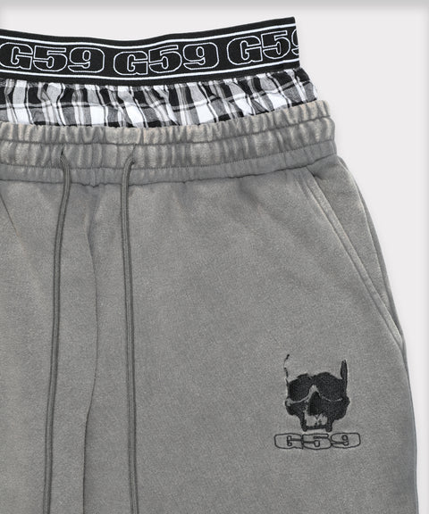 G59 DOUBLE LAYER SKULL SWEATS (WASHED GREY)