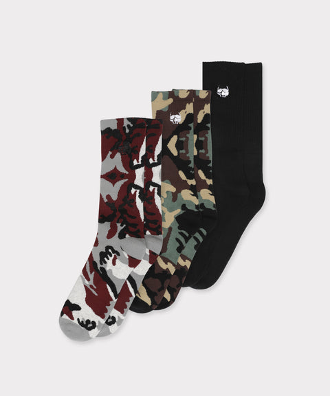 G59 3 PACK SOCKS (BLACK/WOODLAND CAMO/CITY CAMO)